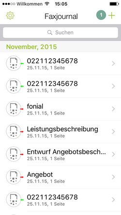 Faxjournal E-Fax-App fonial