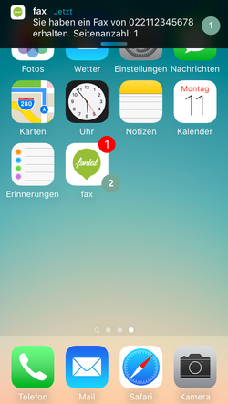 Push-Benachrichtigung E-Fax-App