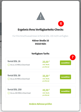 Verfügbare Tarife