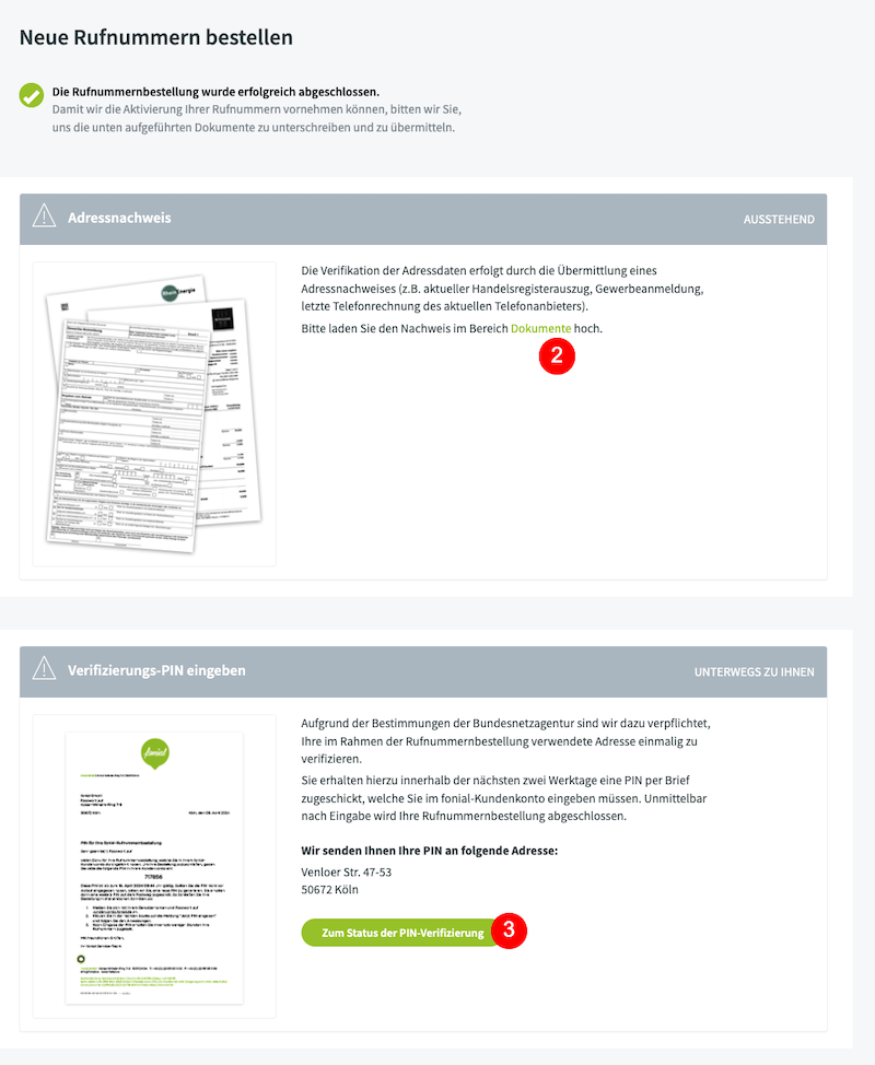 Adressnachweis hochladen Gewerbekunden