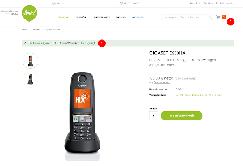 fonial Shop Telefonbestellung