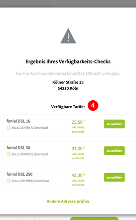 Verfügbare Tarife