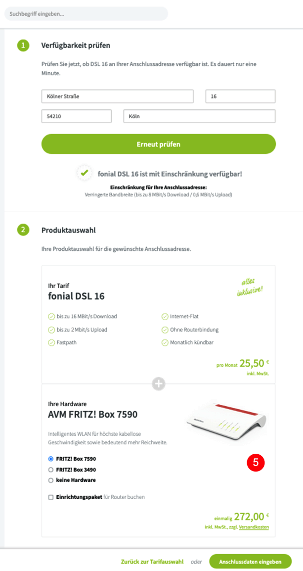 DSL Bestellformular