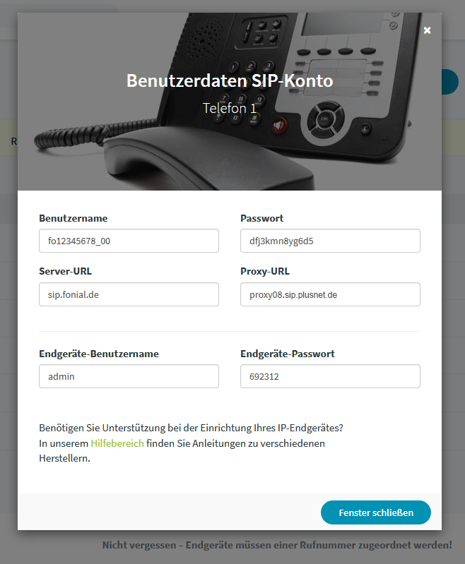 Yealink VP59: Benutzerdaten SIP-Konto