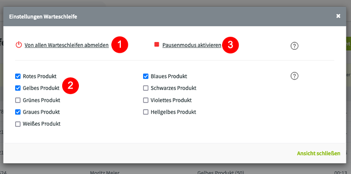 Einstellungen des Control Panels