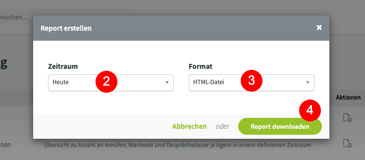 Warteschleife Report erstellen