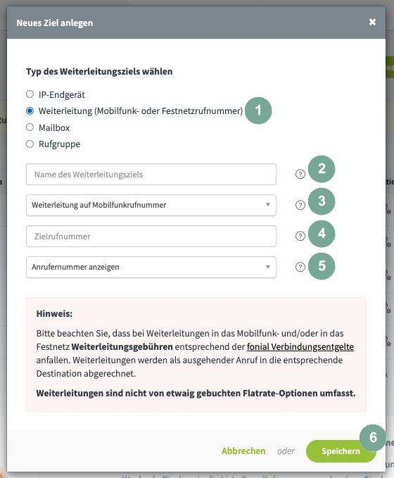 Weiterleitung einrichten