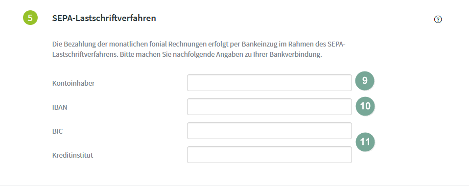 Angaben zur Bankverbindung