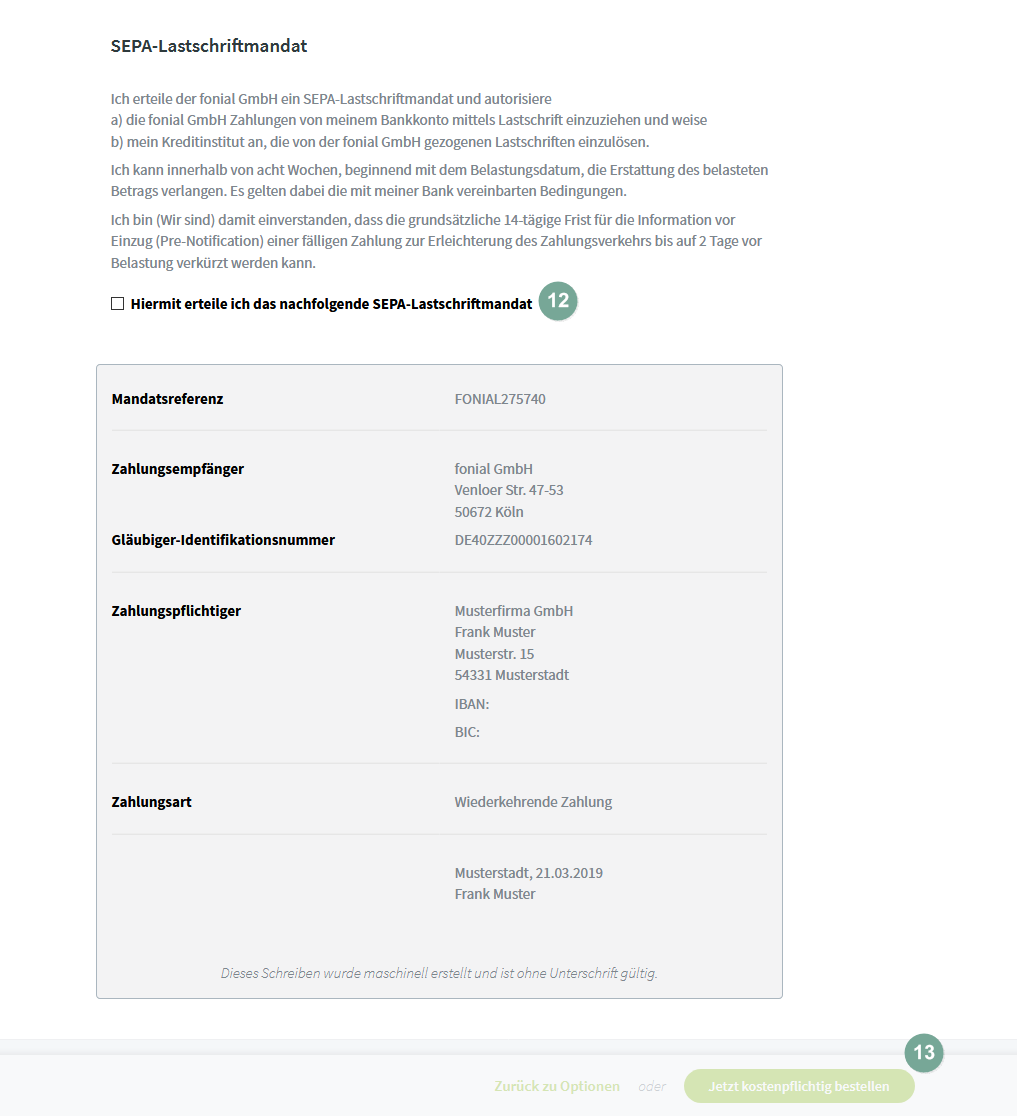 SEPA-Lastschriftmandat erteilen